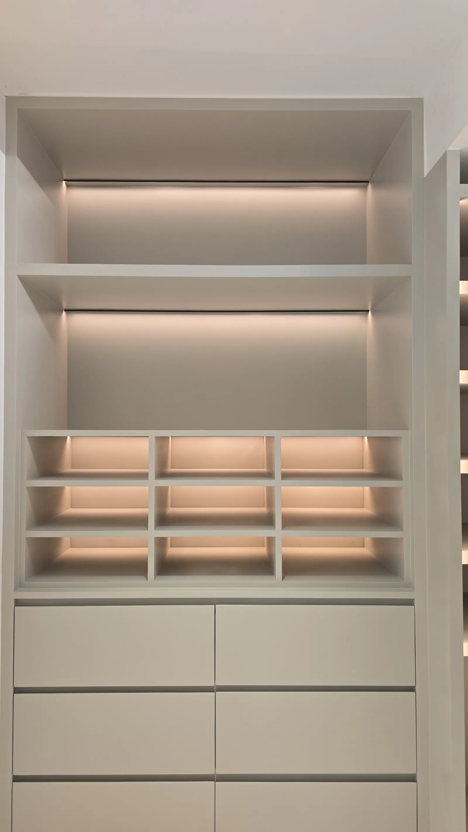 Closet with linear lighting